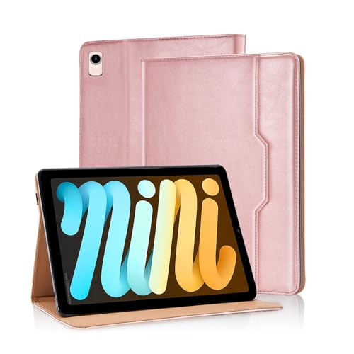Vkooer Hülle für iPad mini (A17 Pro) 2024 7. Generation 2024/ iPad mini 6. Generation 2021 8.3'' mit Premium PU Leder Folio Stand Schutzhülle Tasche Cover Case mit Auto Schlaf/Aufwach - Roségold von Vkooer