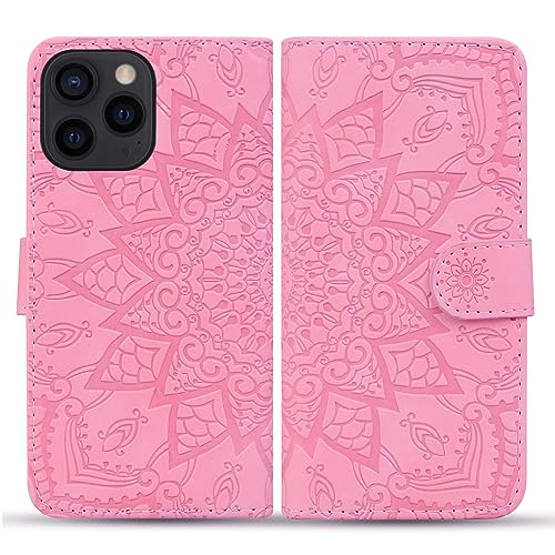 Vkooer Hülle für iPhone 15 Pro Max Handyhülle [6,7 Zoll] Leicht PU Leder Klapphülle Flip Brieftasche Magnetische Case mit Kartentasche Blumen Muster Schutzhülle für iPhone 15 Pro Max, Rosa von Vkooer