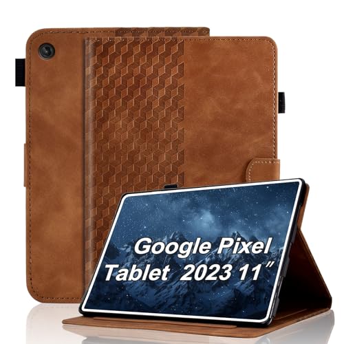 Vkooer Hülle für mit Google Pixel Tablet Schutzhülle 2023, Premium Ledertasche Folio Smart Case mit Ständer Stifthalter Kartensteckplatz für Google Pixel Tablet 11" 2023 Release, Braun von Vkooer