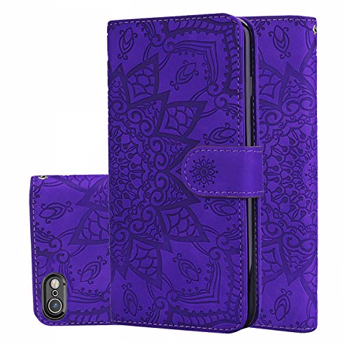 Vkooer Klapphülle für iPhone 6 / 6s Hülle Kunstleder Schutzhülle Flip Wallet Case Cover mit Tasche und Standfunktion Datura Blumen Handyhülle für Apple iPhone 6 / iPhone 6s,Lila von Vkooer