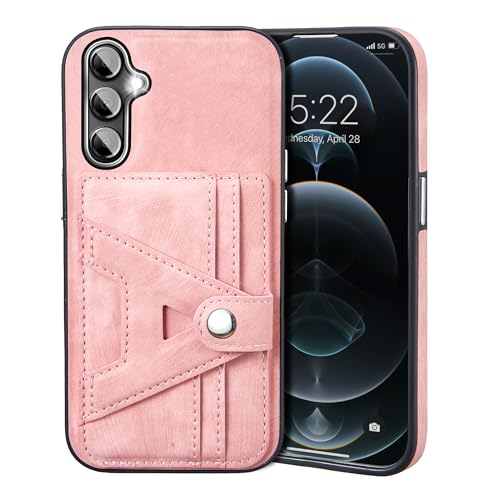 Vkooer Samsung Galaxy A34 5G Wallet Handytasche Hülle PU Leder [SIM-Karten-Nadelsteckplatz] Handyhülle [2 Kartenfach] Stoßfeste Schutzhülle für Galaxy A34 6.6'' Retro Hellrosa von Vkooer