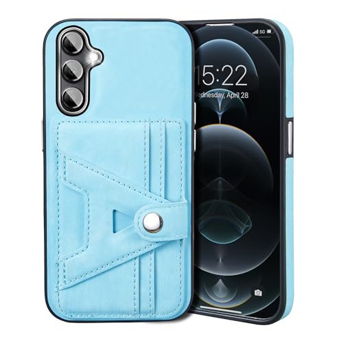 Vkooer Samsung Galaxy A34 5G Wallet Handytasche Hülle PU Leder [SIM-Karten-Nadelsteckplatz] Handyhülle [2 Kartenfach] Stoßfeste Schutzhülle für Galaxy A34 6.6'' Retro Himmelblau von Vkooer