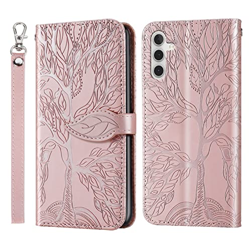 Vkooer Samsung Galaxy S23 FE Hülle mit Kartenfach - Samsung S23 FE 5G Klapphülle Handyhülle PU Leder Wallet Brieftasche Schutzhülle Stoßfest Schutz mit Magnetverschluss, Roségold von Vkooer