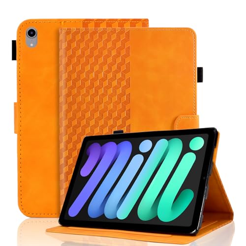 Vkooer Schutzhülle für iPad Mini (A17 Pro) 2024 7. Generation/iPad Mini 6. Generation 2021 8.3 Zoll, PU-Leder Folio-Klapphülle mit automatischer Sleep/Wake-Funktion, Standfunktion Case,Orange von Vkooer