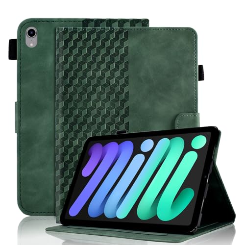 Vkooer Schutzhülle für iPad Mini (A17 Pro) 2024 7. Generation/iPad Mini 6. Generation 2021 8.3 Zoll, PU-Leder Folio-Klapphülle mit automatischer Sleep/Wake-Funktion, Standfunktion Case,Dunkelgrün von Vkooer
