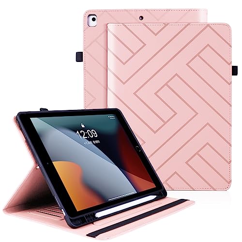 Vkooer iPad Hülle für 10.2'' 9/8/7 Generation Schutzhülle (iPad 10,2 Zoll 2021/2020/2019) Premium Ledertasche mit S Pen Halter und Auto Schlaf/Aufwach für iPad Air 3/Pro 10,5, Rosa von Vkooer