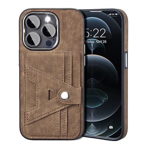 Vkooer iPhone 12 / iPhone 12 Pro Wallet Handytasche Hülle PU Leder [SIM-Karten-Nadelsteckplatz] Handyhülle [2 Kartenfach] Stoßfeste Schutzhülle für iPhone 12 6.1'' Retro Braun von Vkooer