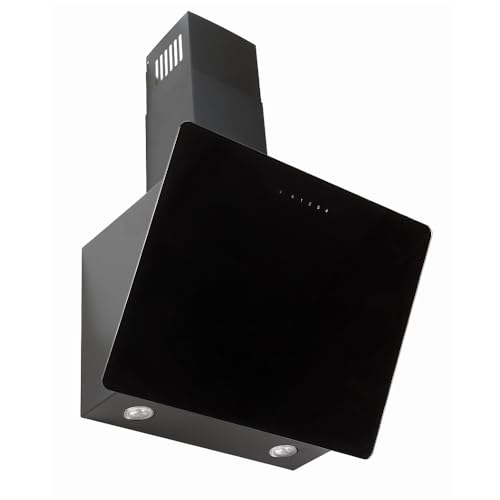 VLANO MELIA 60 Kopffreihaube, 680 m³/h, Schräg Dunstabzugshaube 60 cm, Sicherheitsglas, Touch-Bedienung, Fernbedienung LED-Beleuchtung, EEK: A, Wandhaube in schwarz oder weiß (schwarz) von Vlano