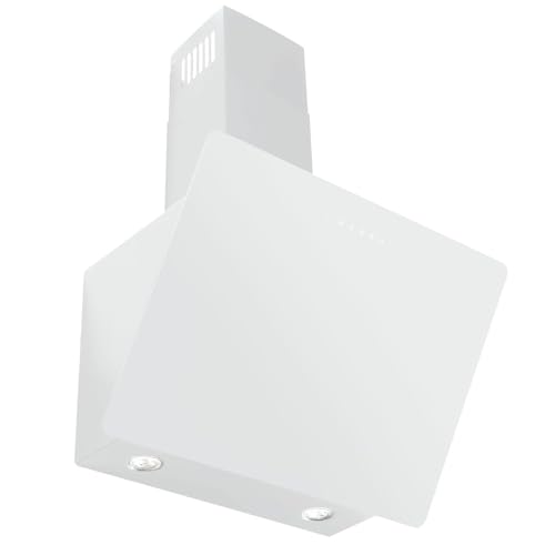 VLANO MELIA 60 Kopffreihaube, 680 m³/h, Schräg Dunstabzugshaube 60 cm, Sicherheitsglas, Touch-Bedienung, Fernbedienung LED-Beleuchtung, EEK: A, Wandhaube in schwarz oder weiß (weiß) von Vlano