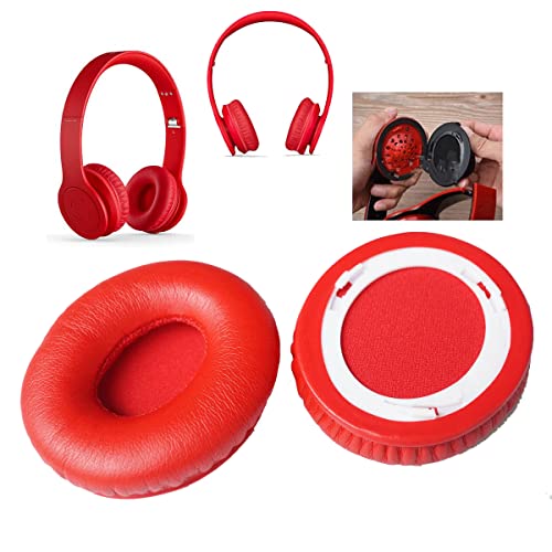 Ohrpolster, Ohrpolster, Lederkissen, Reparaturteile für Beats Solo 1.0 & Monster Beats Solo & Beats Solo HD Kopfhörer (Ohrenschützer/Kissen) Headset (1 Paar) (Rot) von Vmota