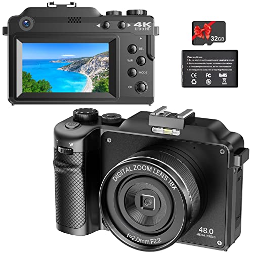 Vmotal 4K Digitalkamera, Digital Kamera mit SD-Karte/3.0" Bildschirm/Kompakt Kamera for YouTube Vlogging von Vmotal
