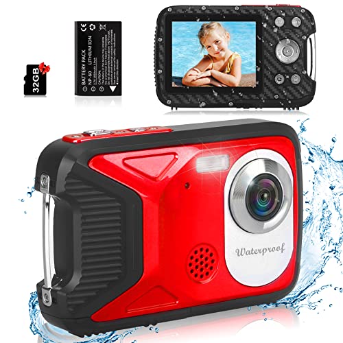 Vmotal Digitalkamera mit SD-Karte, 30 MP/1080P FHD/2.8" Bildschirm/5 Meter unter Wasser/Upgrated GD8026 Mini Wasserdicht Kamera für Kinder/Kinder/Jugendliche/Studenten/Anfänger von Vmotal