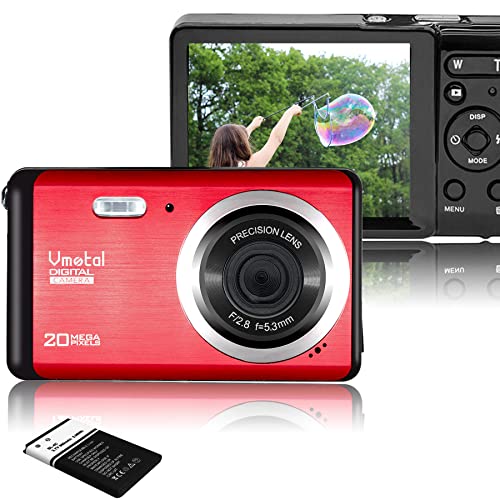 Vmotal GDC80X2 Mini Compact Digitalkamera 20 MP FHD 2,8" TFT LCD Bildschirm Kamera für Kinder/Anfänger/ältere Menschen (Rot & Schwarz) von Vmotal