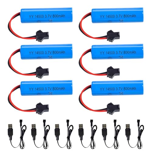 Vmxlso 6 Stück 3.7V 800mAh Li-ion Akku, 14500 3.7V RC Akku mit USB Chargers SM-2P Stecker, Wiederaufladbare 800mAh Lithium Lonen Batterien, 3,7 Volt Akku Compatible Für RC Boote, Panzer, Auto, Roboter Vmxlso 6 Stück 3.7V 800mAh Li-ion Akku, 14500 3.7V RC Akku mit USB Chargers SM-2P Stecker, Wiederaufladbare 800mAh Lithium Lonen Batterien, 3,7 Volt Akku Compatible Für RC Boote, Panzer, Auto, Roboter von Vmxlso