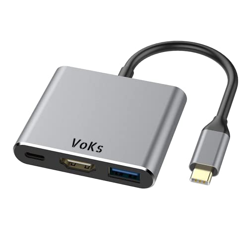 VoKs HDMI Typ C HUB HDMI Adapter USB C zu HDMI Adapter Splitter USB 3.1 3.0 Grau Silber (Grau) von VoKs