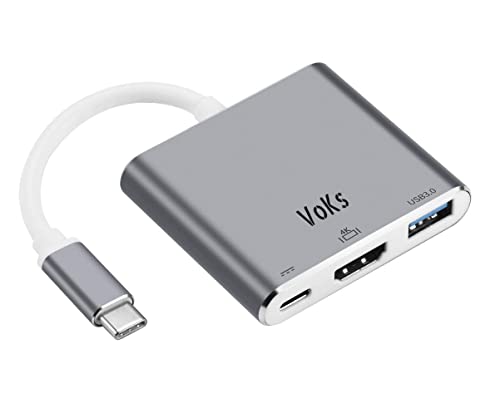 VoKs HDMI Typ C HUB HDMI Adapter USB C zu HDMI Adapter Splitter USB 3.1 3.0 Grau Silber (Silber) von VoKs