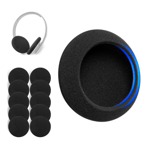 Voarmaks Universelle Schaumstoff-Ohrpolster, 80 mm, 3,15 Zoll, 5 Paar, hochwertige 4–5 mm Dicke hochdichte Schaumstoff-Ohrpolster für Kopfhörer für Musik, Gaming, Büro- und Callcenter-Headsets von Voarmaks