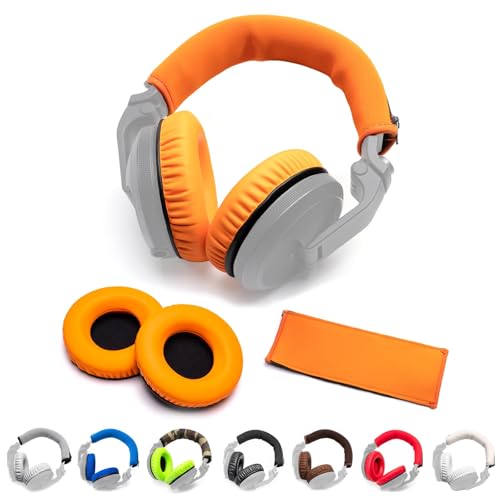 Voarmaks Ersatz-Ohrpolster und Kopfbügel-Kissenbezüge aus dickem, weichem Proteinleder, kompatibel mit Pioneer HDJ-X5 X5BT HDJ-X7 X7BT HDJ-X10 DJ-Kopfhörern, mit Memory Foam-Füllung (orangefarbeneKit) Voarmaks Ersatz-Ohrpolster und Kopfbügel-Kissenbezüge aus dickem, weichem Proteinleder, kompatibel mit Pioneer HDJ-X5 X5BT HDJ-X7 X7BT HDJ-X10 DJ-Kopfhörern, mit Memory Foam-Füllung (orangefarbeneKit) von Voarmaks