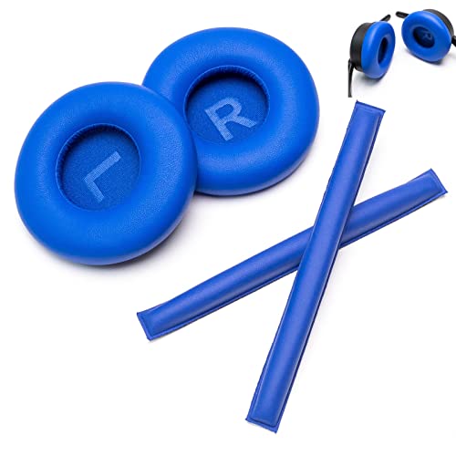 Voarmaks Regenbogenfarbene Ohrpolster, Kopfband, Kissen-Set, kompatibel mit Sennheiser HD25 HD250BT HD25-ll HD25S Il HMD25 Kopfhörer-Schaumstoff-Bezügen (blaue LR-Sets) von Voarmaks