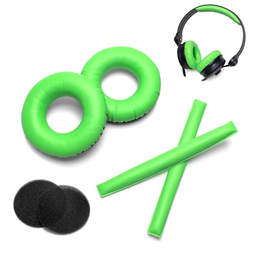 Voarmaks Regenbogenfarbene Ohrpolster, Kopfband, Kissen-Set, kompatibel mit Sennheiser HD25 HD250BT HD25-ll HD25S Il HMD25 Kopfhörer-Schaumstoff-Bezügen (grüne Sets) von Voarmaks