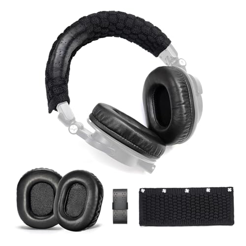 Voarmaks True Lammfell Ohrpolster reine Wolle Stirnband Kissenbezug Kit kompatibel mit Audio Technica ATH M50X M50XBT M50RD M40X M30X M20X MSR7 SX1 Kopfhörer (Ture Lammfell Kit) von Voarmaks