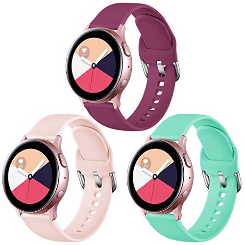 Vobafe 3 Stück Armband Kompatibel mit Samsung Galaxy Watch 5/5 Pro/Active/Active 2 40mm 44mm, Armbänder Armband für Galaxy Watch 4/4 Classic/Watch 3 41mm/Gear Sport, L Rosa/Fuchsia/Aqua von Vobafe