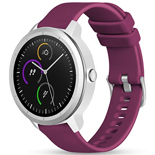 Vobafe Garmin Armband 20mm Kompatibel mit Vivoactive 3/Venu 2 Plus/Venu sq/Vivomove HR, Weiche Silikon Armbänder Sport Ersatzband für Garmin Fenix 7S/Forerunner 55/245/645 Music, Fuchsie von Vobafe