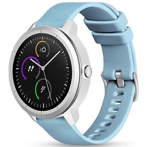 Vobafe Garmin Armband 20mm Kompatibel mit Vivoactive 3/Venu 2 Plus/Venu sq/Vivomove HR, Weiche Silikon Armbänder Sport Ersatzband für Garmin Fenix 7S/Forerunner 55/245/645 Music, Hell Blau von Vobafe