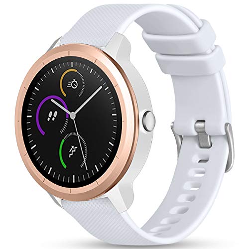 Vobafe Garmin Armband 20mm Kompatibel mit Vivoactive 3/Venu 2 Plus/Venu sq/Vivomove HR, Weiche Silikon Armbänder Sport Ersatzband für Garmin Fenix 7S/Forerunner 55/245/645 Music, Weiß von Vobafe