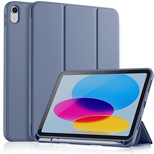 Vobafe Hülle Kompatibel mit iPad 10 Generation 2022, Flexible TPU Rückseite, stoßfeste Schutzhülle mit stifthalter für iPad 10. Gen 10,9 Zoll, Auto Schlafen/Wachen, Blau Grau von Vobafe