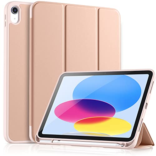 Vobafe Hülle Kompatibel mit iPad 10 Generation 2022, Flexible TPU Rückseite, stoßfeste Schutzhülle mit stifthalter für iPad 10. Gen 10,9 Zoll, Auto Schlafen/Wachen, Rosé Gold von Vobafe