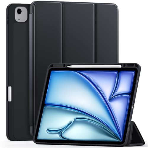 Vobafe Hülle für iPad Air 13 Zoll Hülle 2025 2024 M3 M2/iPad Pro 12.9 2022/2021(6./5. Generation), TPU Flexible Rückseite mit Stifthalter, Unterstützung Pencil Pencil Aufladung, Kiefern GrünSchwarz von Vobafe