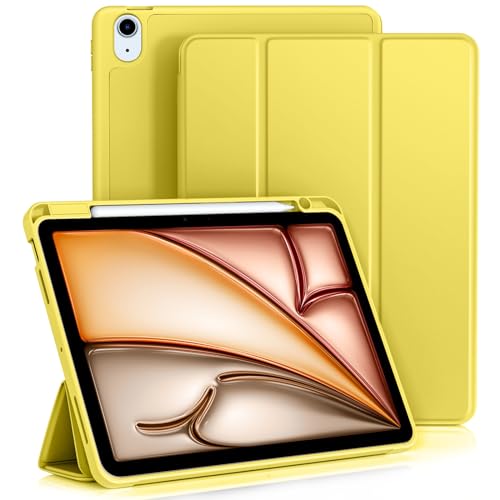 Vobafe Hülle Kompatibel mit iPad Air 5 2022 Hülle/iPad Air 4 2020 Hülle (10,9 Zoll), Trifold Ständer Schutzhülle mit Stifthalter - Unterstützt 2. Gen iPencil Aufladen, Gelb von Vobafe