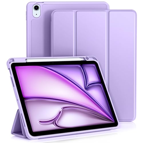 Vobafe Hülle für iPad Air 11 Zoll 2025/2024 M3/M2, iPad Air 5 4 Generation(2022/2020, 10,9 Zoll,5./4.), Flexibler TPU-Rückdecke mit mit Stifthalter, Auto Schlafen/Wachen, Lavendel von Vobafe