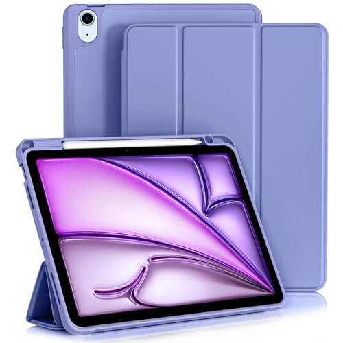 Vobafe Hülle für iPad Air 11 Zoll 2025/2024 M3/M2, iPad Air 5 4 Generation(2022/2020, 10,9 Zoll,5./4.), Flexibler TPU-Rückdecke mit mit Stifthalter, Auto Schlafen/Wachen, Violett von Vobafe