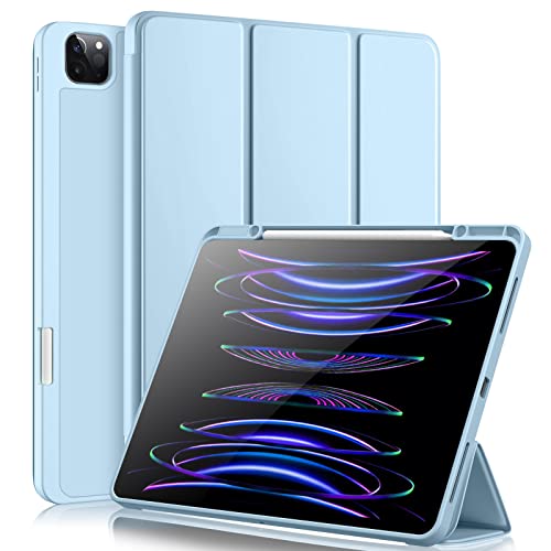 Vobafe Hülle Kompatibel mit iPad Pro 12.9 Hülle 6./5./4./3.Generation, TPU Flexible Rückseite mit Stifthalter für iPad Pro 12,9 2022/2021/2020/2018, Unterstützung Pencil 2 Aufladung, Hell Blau von Vobafe