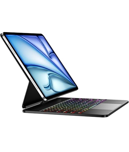 Vobafe Hülle mit Tastatur für iPad Air 13 Zoll 2025/2024, Magic Keyboard für iPad Pro 12.9 6./5./4./3. Gen, Magnetisches Schwebendes Hülle, 360° Drehbare Ständer, Multi-Touch Trackpad, Schwarz von Vobafe