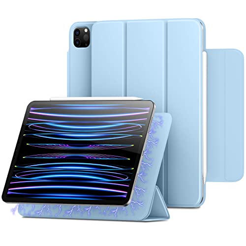 Vobafe Magnetische Hülle Kompatibel mit iPad Pro 11 2022/2021/2020/2018, Starke Magnetische Trifold Smart Case für iPad Pro 11 Zoll, Unterstützt 2. Gen Pencil, Auto Schlafen/Wachen, Hellblau von Vobafe