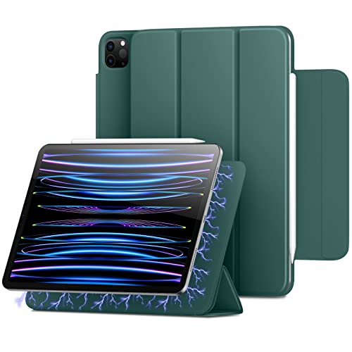 Vobafe Magnetische Hülle Kompatibel mit iPad Pro 11 2022/2021/2020/2018, Starke Magnetische Trifold Smart Case für iPad Pro 11 Zoll, Unterstützt 2. Gen Pencil, Auto Schlafen/Wachen, Piniengrün von Vobafe