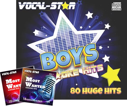 Vocal-Star Boys Karaoke-Hits-CD-Set mit Texten – 80 Lieder, 4 CDG-Discs, neueste Chart-Hits von Vocal-Star