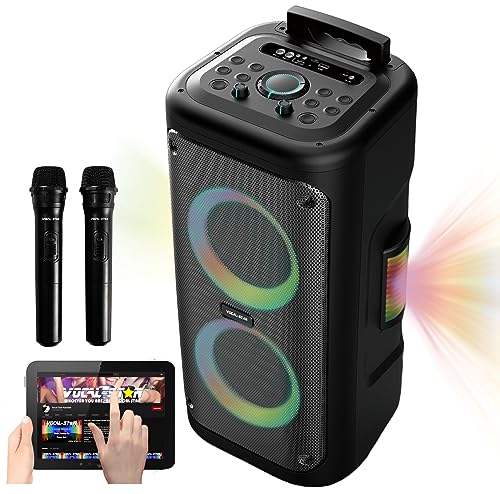 Vocal-Star Karaoke Maschine mit 2 kabellosen Mikrofonen, tragbarer 300w Lautsprecher, Lichteffekte, Bass und Höhen, EQ, AUX, Echo-Effekt, perfekt für Partys, Erwachsene, Kinder – VS-Phoenix von Vocal-Star