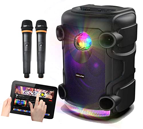Vocal-Star Tragbare Karaoke Maschine mit Party Lichteffekten, 2 kabellose Mikrofone, Bluetooth, 300w Lautsprecher, Aufzeichnungen Gesang, TWS, AUX/USB-Eingang VS-PPA von Vocal-Star