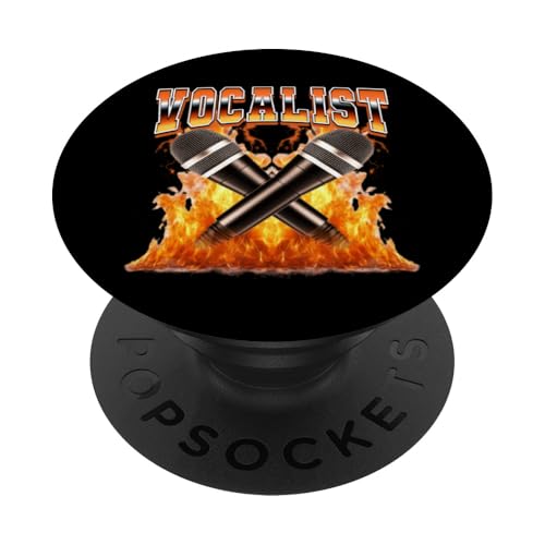 Sänger Sänger Musiker Mikrofon Flames 90er Jahre Bootleg Style PopSockets Klebender PopGrip von Vocalist Singer 90s Retro Bootleg Gifts