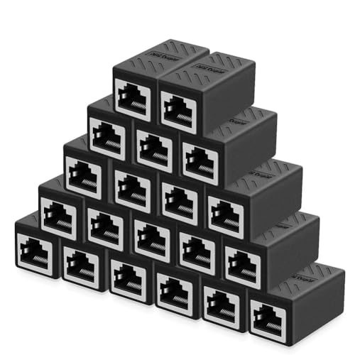 Vocdikficy 20 Stück Ethernet-Kabelverlängerung, RJ45 Cat 5 Cat 6 Cat6a-Koppler, Extender-Anschluss Buchse auf Buchse RJ45-Ethernet-Koppler von Vocdikficy