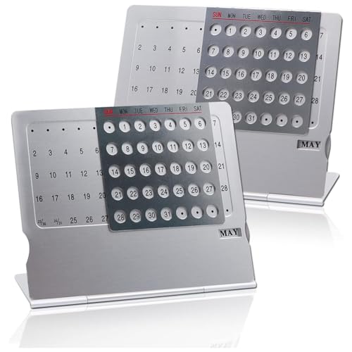 Vocdikficy 2er-Pack Mini-Tischkalender, Kreativer Kalender Aus Aluminiumlegierung, Verstellbarer Kleiner Stehender Monatlicher Tischkalender von Vocdikficy
