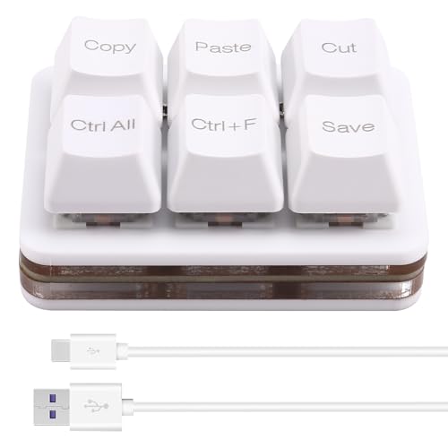 Vocdikficy 6 Tasten Kopieren Einfügen Suchen Speichern Ausschneiden Tastatur Einhand-OSU-Tastaturblock Programmierbare Mechanische Tastenkombination Makro-Tastatur von Vocdikficy