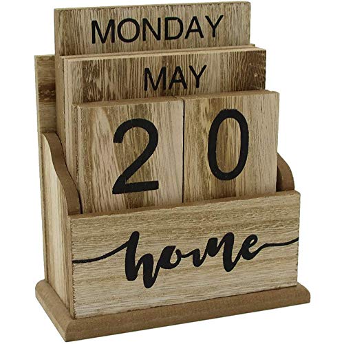 Vocdikficy HöLzerne Flip Desk Blocks Kalender, Perpetual Plank/Tisch Kalender Anzeige, für Haus/BüRo Dekoration, 11.5X 6.5X 14.5CM, A von Vocdikficy