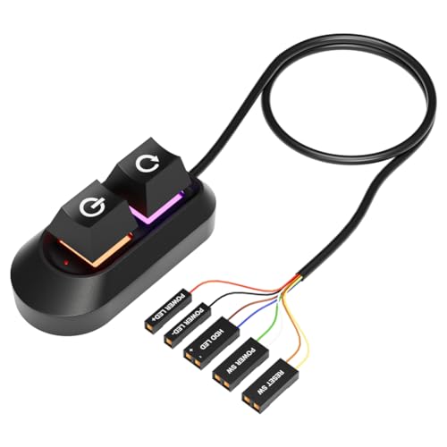 Vocdikficy RGB-LED-Leuchten Computer-Desktop-Schalter PC-Motherboard Externer Start Ein-/Aus- und Reset-Taste Verlängerungskabel B von Vocdikficy