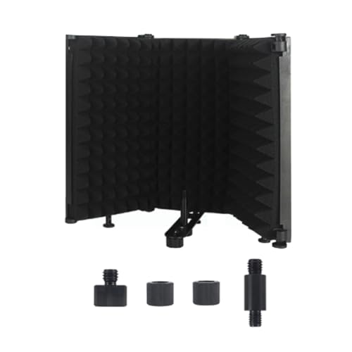 Vocdikficy Verstellbare 3-Panel-Mikrofon-Isolationsschirm, Faltbarer Studio-Aufnahmemikrofonfilter, Mikrofonschwamm-Schallisolierungsschirm von Vocdikficy