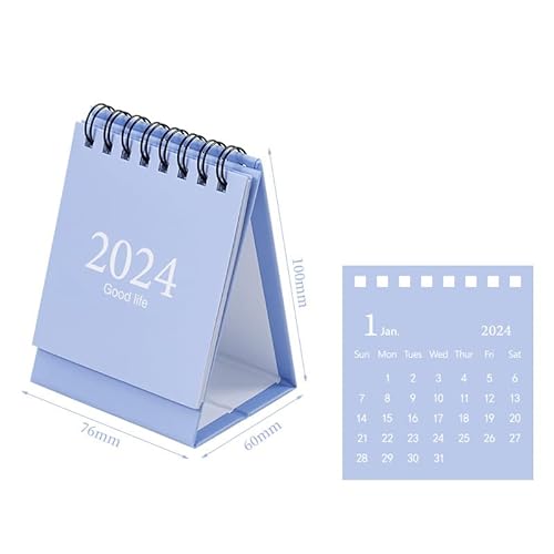 Vocoliday 2024 Mini-Schreibtischkalender, kleiner Schreibtischkalender, Planung, Organisation, Tagesplanung, Kalender, Desktop-Dekoration für Zuhause, Schule, Büro (Himmelblau) von Vocoliday